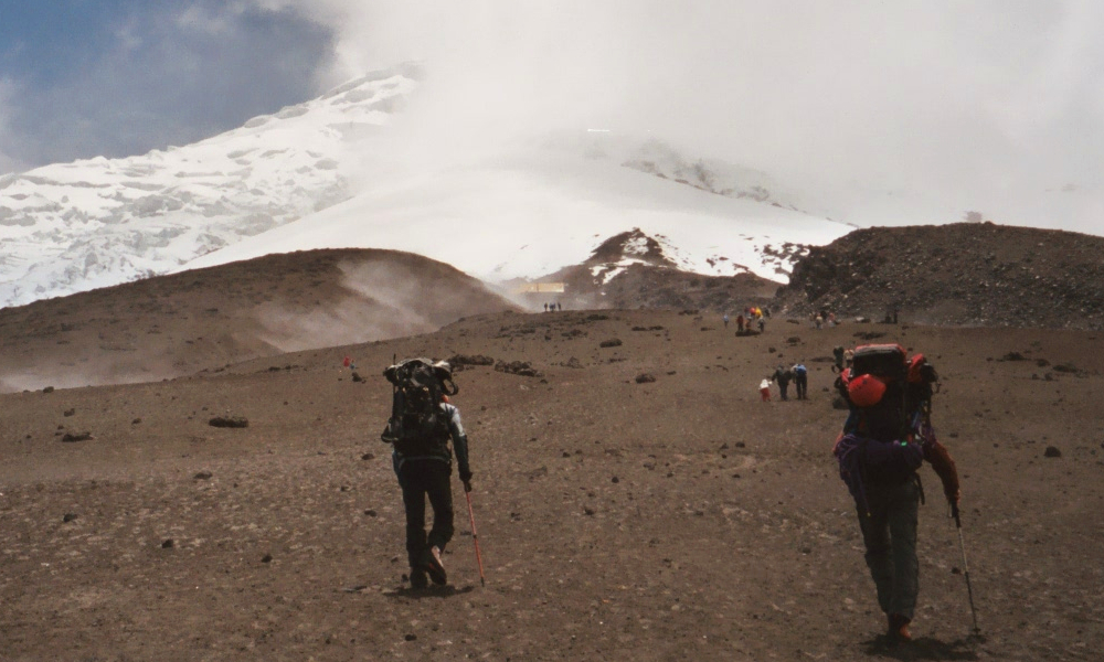Ascending towards the refugio on Cotopaxi