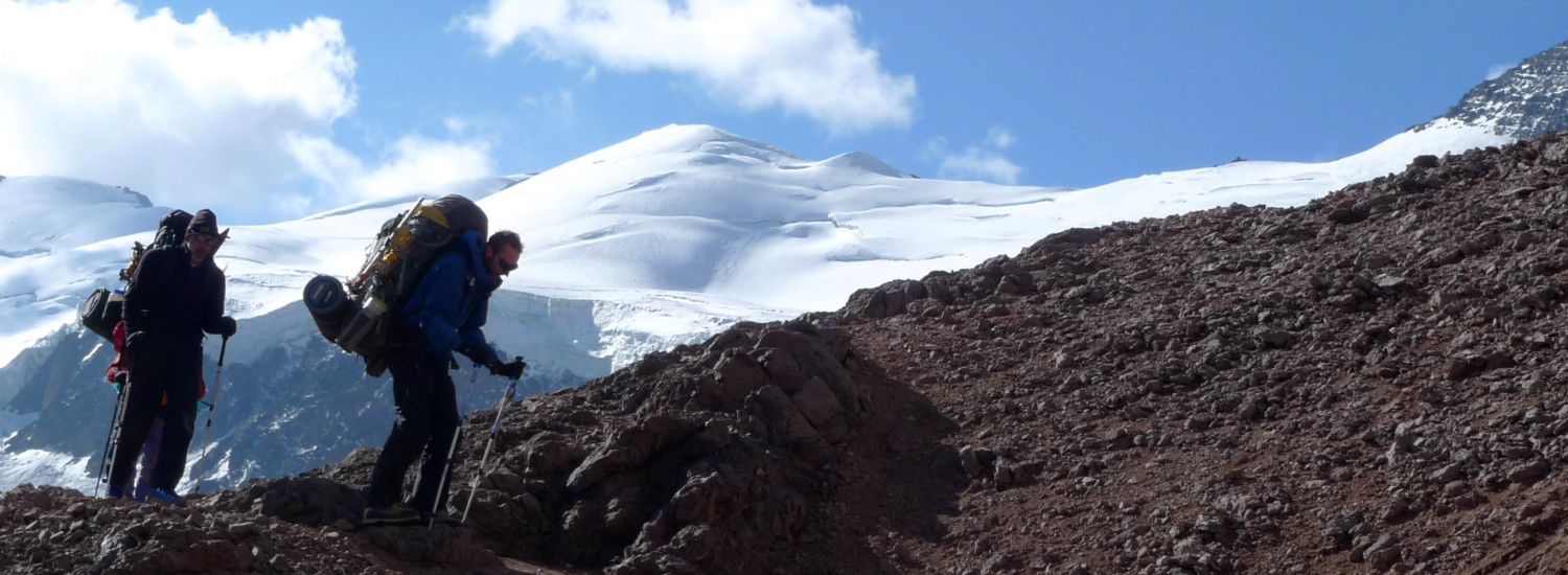 Descending from high camp after a successful summit of Aconcagua