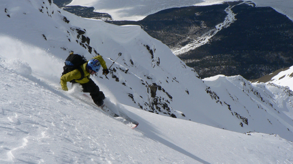Steep skiing on coliours across the border in Canada