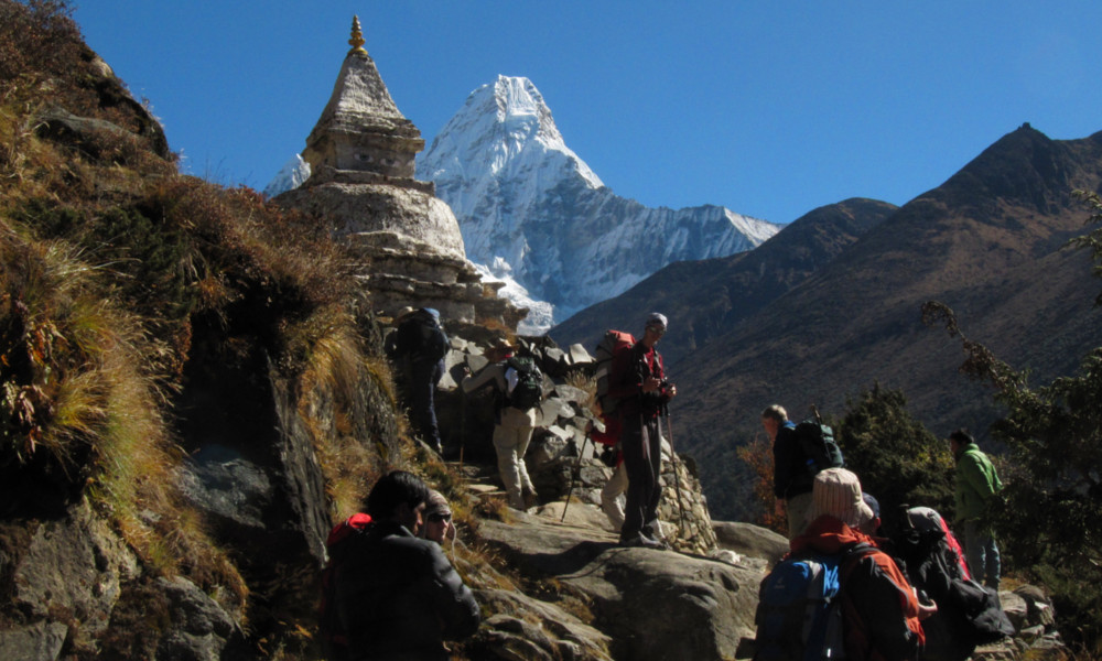 Ama Dablam towers above during the trek towards the upper Khumbu.
