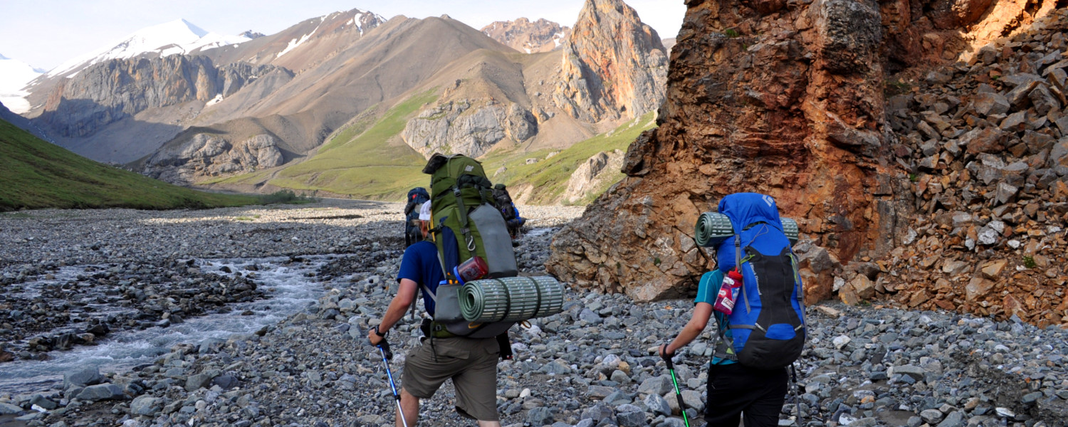 Setting out on a 12 day hike of the Donjek Route in Kluane National Park